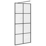 151034 Walk-in Shower Wall with Clear ESG Glass 90x195 cm Black
