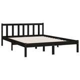 Bed Frame without Mattress Black Solid Wood Double 810061