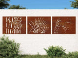 Garden Wall Decorations 3 pcs 55x55 cm Corten Steel Grass Design 824509