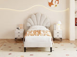 3ft Single Upholstered Velvet Bed, with Adjustable Chic Petal Headboard, Velvet Platform Bed N652P180513W
