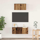 TV Cabinet Set Wall-mounted 2 pcs Old Wood Engineered Wood 3393381