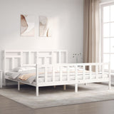 Bed Frame without Mattress White 200x200 cm Solid Wood Pine 3193162