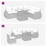 7 Piece Garden Sofa Set with Cushions Brown Poly Rattan Acacia 3326655