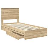 Storage Bed with Drawer Sonoma Oak 90 x 190 cm Engineered Wood 3411252