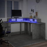 Desk with LED Lights Concrete Grey 152x152x91 cm Engineered Wood 3309459