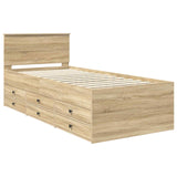 Daybed Manual Sonoma Oak and Black 90 x 190 cm Engineered Wood 3408524
