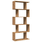 Room Divider Bookcase 5-Tier Artisan Oak 70x24x161 cm Engineered Wood 858101