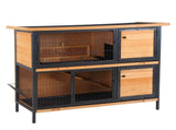 Rabbit Hutch Outdoor Guinea Pig Hutch Bunny Cage Metal Frame with No-Leak Tray Openable Roof Light T3398P347537