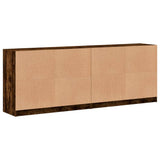 Bookcase with Doors Smoked Oak 204x37x75 cm Engineered Wood 3206535