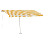 Manual Retractable Awning with LED 400x350 cm Yellow and White 3069623