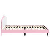 Children's Bed Frame with Headboard Pink 80 x 200 cm PU 42011081