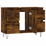 Bathroom Cabinet Smoked Oak 80x33x60 cm Engineered Wood 831657
