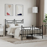 Bed Frame Black Powder-Coated Steel Double Durable Bed Frame 353553