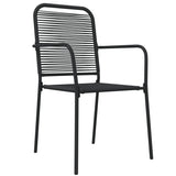 7 Piece Garden Dining Set Black Cotton Rope and Steel 3156537