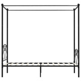 284435 Canopy Bed Frame without Mattress Black Metal 120x200 cm