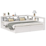 Bookcase Bed without Mattress White 200x200cm Solid Wood Pine 3324449