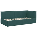 Corner Bed Frame with Headboard Dark green 100 x 200 cm Fabric 42016475
