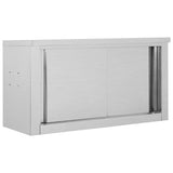 ZNTS Kitchen Wall Cabinet with Sliding Doors 90x40x50 cm Stainless Steel 51052