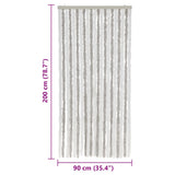 Fly Curtain Light Grey and White 90x200 cm Chenille 377313