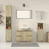3 Piece Bathroom Furniture Set Sonoma Oak Engineered Wood 3307671