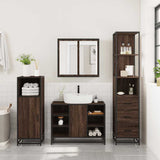 3 Piece Bathroom Furniture Set Brown Oak Engineered Wood 3301154