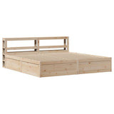 Bed Frame with Headboard 200x200 cm Solid Wood Pine 3306330