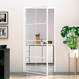 Interior Door White 93x201.5 cm Tempered Glass&Aluminium Slim 153672