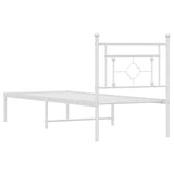 Metal Bed Frame without Mattress with Headboard White 80x200cm 374379