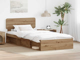 Bed Frame Artisian Oak 100 x 200 cm Solid Pine Wood 3412122
