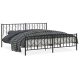 Metal Bed Frame without Mattress with Footboard Black 200x200cm 374462