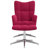 Relaxing Chair with a Stool Wine Red Velvet 328133