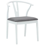 Dining Chair 2 pcs White and Grey Solid Rubber Wood 42020415