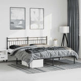 Metal Bed Frame without Mattress with Headboard Black 183x213cm 373696