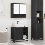 ZNTS 2 Piece Bathroom Furniture Set Black Engineered Wood 3300935