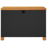 Garden Storage Box Black 80x40x48 cm Poly Rattan Acacia Wood 366282