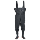 Chest Waders with Boots and Belt Black Size 41 4017002