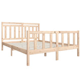 Bed Frame Natural Wood Solid Pine Wood Double Decorative Inlays 3100968