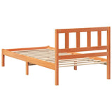 Bed Frame with Headboard Wax Brown 90 x 190 cm Solid Pine Wood 872256