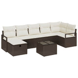 Sofa Set with Cushion Manual 8 pcs Brown and Cream Poly Rattan 3359207