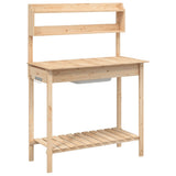 Potting Table with Sink 147.5x44x139.5 cm Solid Wood Fir 156346