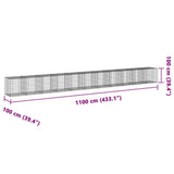 Gabion Basket with Cover 1100x100x100 cm Galvanised Iron 3295210
