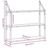 3-Tier Wall Shelf Sonoma Oak 80x21x78.5 cm Engineered Wood 835455
