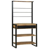 Kitchen Rack Brown and Black 80 x 40 x 160 cm Solid Mango Wood 4015989