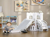 4 in 1 Toddler Slide with Basketball Hoop, Climber, Telescope, Storage Basket, for Ages 1-3 Years, T3398P379004