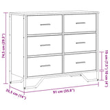 Chest of Drawers Grey Sonoma 91x35.5x74.5 cm Engineered wood 3295305