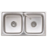 Camping Sink Double Basins with Tap Stainless Steel 151212