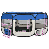 Foldable Dog Playpen with Carrying Bag Blue 145x145x61 cm 171016