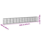 Gabion Basket with Cover 1200x100x150 cm Galvanised Iron 3295224