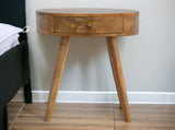Solid Wood Nordic Circular Shaped Bedside, 1 Drawer B2743P402958