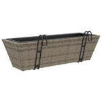 ZNTS Planters with hooks 2 pcs Grey Poly Rattan 366403